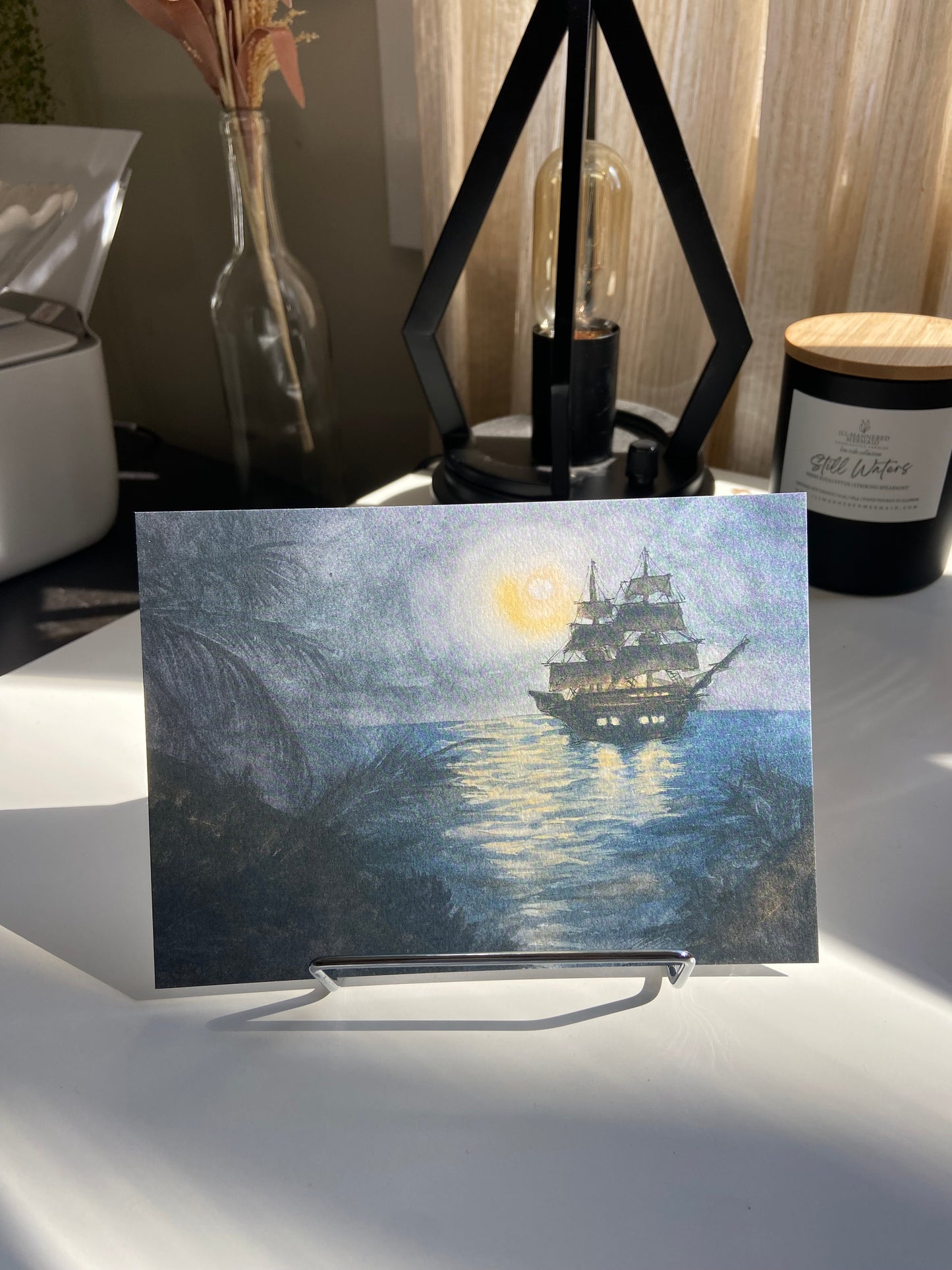 Where Pirates Dream - Pirate Ship Watercolor Print - Nautical Nursery Wall Art