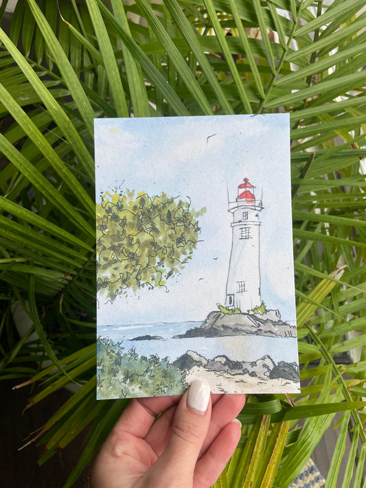 Lighthouse on the Still Bay - 5x7 in. Nautical Lighthouse Wall Art Ocean Print