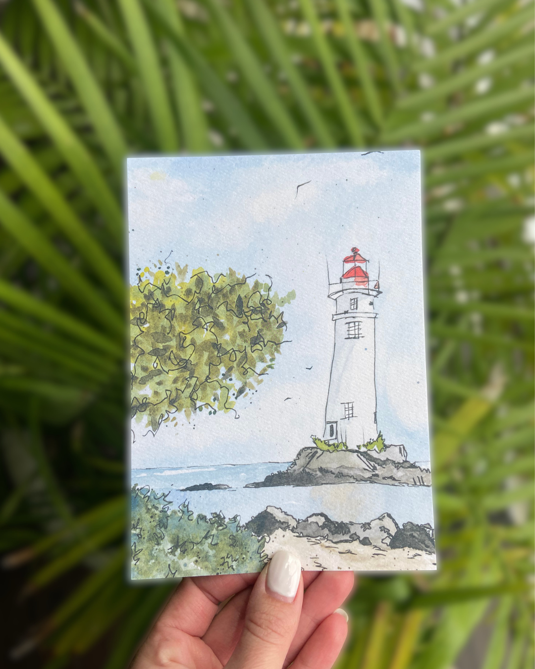 Lighthouse on the Still Bay - 5x7 in. Nautical Lighthouse Wall Art Oce ...